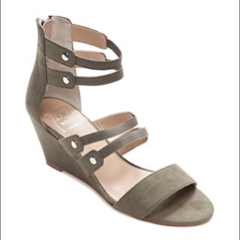 Kaari Blue Megan Olive Faux Suede Strappy Wedge